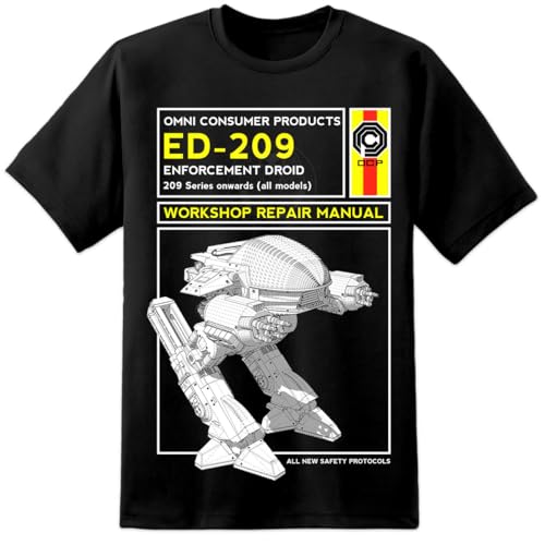 Robocop ED209 Workshop Repair Manual Herren T-Shirt Film 80er Jahre Retro, Schwarz , L/XL von DIGITAL PHARAOH