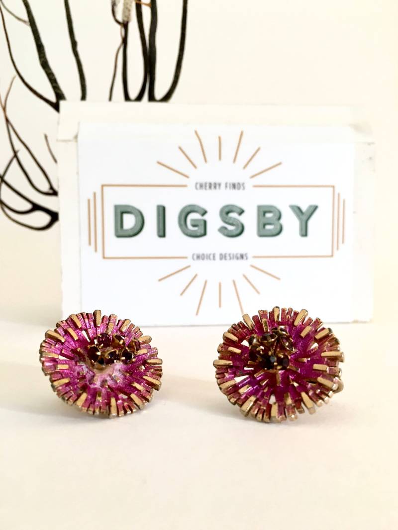 1960Er Jahre Mid Century Strassscheiben-Ohrringe von DIGSBY