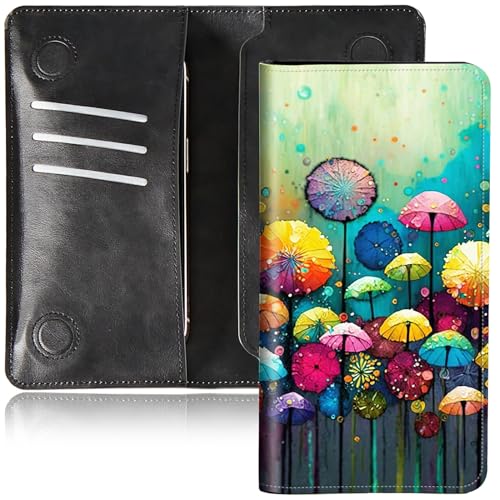 DIGTIALL Faltbare Geldbörse für Herren und Damen, doppelter Magnetverschluss, PU-Leder, lange Geldbörse, Clutch, mit RFID-Blockierung, Geld-Telefonfächer und Kartenfächer, Bunter Löwenzahn, 7.76x4.33 von DIGTIALL