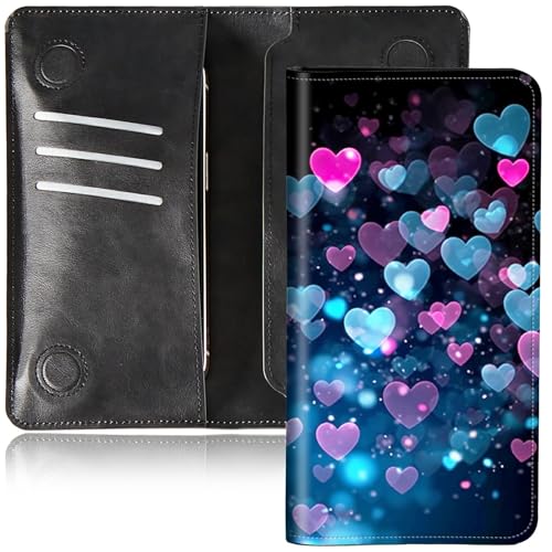 DIGTIALL Faltbare Geldbörse für Herren und Damen, doppelter Magnetverschluss, PU-Leder, lange Geldbörse, Clutch, mit RFID-Blockierung, Geld-Telefonfächer und Kartenfächer, Herz der Liebe, 7.36X3.94 von DIGTIALL