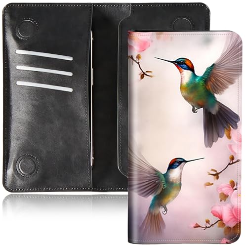 DIGTIALL Faltbare Geldbörse für Herren und Damen, doppelter Magnetverschluss, PU-Leder, lange Geldbörse, Clutch, mit RFID-Blockierung, Geld-Telefonfächer und Kartenfächer, Kolibri-Blume, 7.76x4.33 von DIGTIALL