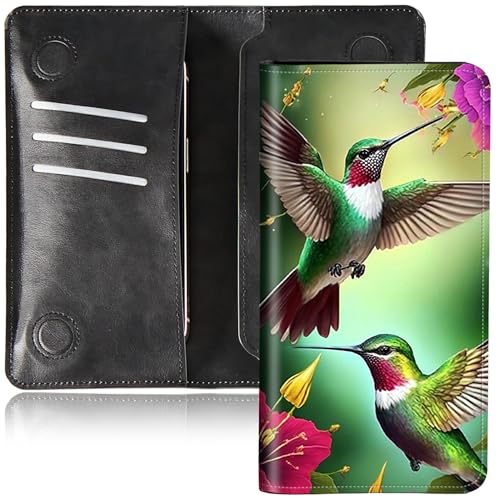 DIGTIALL Faltbare Geldbörse für Herren und Damen, doppelter Magnetverschluss, PU-Leder, lange Geldbörse, Clutch, mit RFID-Blockierung, Geld-Telefonfächer und Kartenfächer, Kolibri-Blume, 7.76x4.33 von DIGTIALL