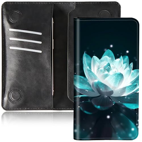DIGTIALL Faltbare Geldbörse für Herren und Damen, doppelter Magnetverschluss, PU-Leder, lange Geldbörse, Clutch, mit RFID-Blockierung, Geld-Telefonfächer und Kartenfächer, Lotusblüte, 7.36X3.94 inches von DIGTIALL