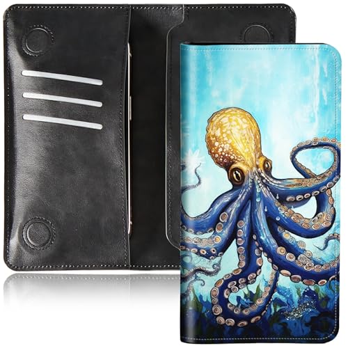 DIGTIALL Faltbare Geldbörse für Herren und Damen, doppelter Magnetverschluss, PU-Leder, lange Geldbörse, Clutch, mit RFID-Blockierung, Geld-Telefonfächer und Kartenfächer, Oktopus, 7.36X3.94 inches von DIGTIALL