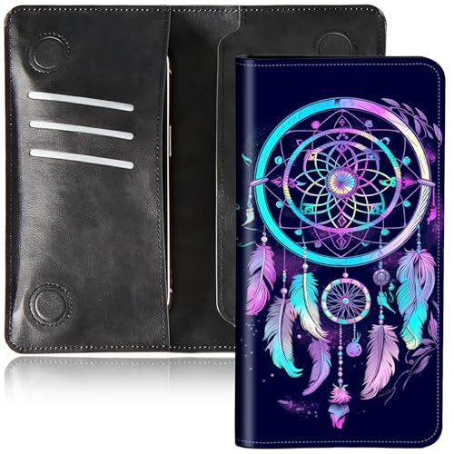 DIGTIALL Faltbare Geldbörse für Herren und Damen, doppelter Magnetverschluss, PU-Leder, lange Geldbörse, Clutch, mit RFID-Blockierung, Geld-Telefonfächer und Kartenfächer, Regenbogen-Traumfänger von DIGTIALL