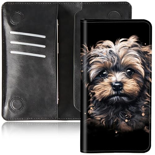 DIGTIALL Faltbare Geldbörse für Herren und Damen, doppelter Magnetverschluss, PU-Leder, lange Geldbörse, Clutch, mit RFID-Blockierung, Geld-Telefonfächer und Kartenfächer, Welpe Hund, 7.36X3.94 inches von DIGTIALL