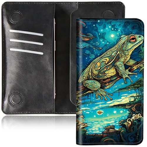 DIGTIALL Faltbare Geldbörse für Herren und Damen, doppelter Magnetverschluss, PU-Leder, lange Geldbörse, Clutch, mit RFID-Blockierung, Geld-Telefonfächer und Kartenfächer, frosch, 7.36X3.94 inches von DIGTIALL
