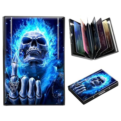 DIGTIALL Metallgeldbörse, RFID-blockierend, Kreditkartenetui für Damen und Herren, Mini-Brieftasche, Ausweishülle, harte Visitenkartenetui, Blue Flame Skull Fingers DIGTIALL Metallgeldbörse, RFID-blockierend, Kreditkartenetui für Damen und Herren, Mini-Brieftasche, Ausweishülle, harte Visitenkartenetui, Blue Flame Skull Fingers von DIGTIALL