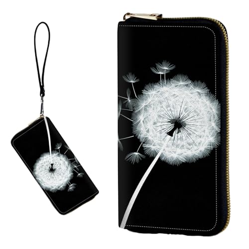 DIGTIALL RFID-blockierende Geldbörse für Damen, PU-Leder, schmal, faltbar, mit großem Fassungsvermögen, 16 Kartenfächer und Münzfach mit Reißverschluss, Reise-Geldbörse, Löwenzahn von DIGTIALL