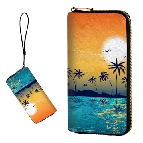 DIGTIALL RFID-blockierende Geldbörse für Damen, PU-Leder, schmal, faltbar, mit großem Fassungsvermögen, 16 Kartenfächer und Münzfach mit Reißverschluss, Reise-Geldbörse, Sea Sunset DIGTIALL RFID-blockierende Geldbörse für Damen, PU-Leder, schmal, faltbar, mit großem Fassungsvermögen, 16 Kartenfächer und Münzfach mit Reißverschluss, Reise-Geldbörse, Sea Sunset von DIGTIALL