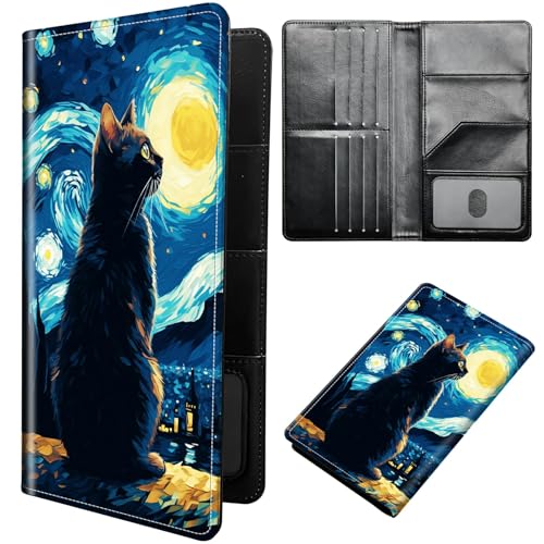 DIGTIALL Reisepasshülle Hülle Reisepass Brieftasche Reisebrieftasche Organizer mit RFID-Blockierung Reisepass Kartenhalter Brieftasche Familie Reisepasshalter Schutzhülle für Damen, Herren, Katze in von DIGTIALL