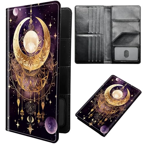 DIGTIALL Reisepasshülle Hülle Reisepass Brieftasche Reisebrieftasche Organizer mit RFID-Blockierung Reisepass Kartenhalter Brieftasche Familie Reisepasshalter Schutzhülle für Damen, Herren, Mond von DIGTIALL