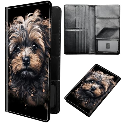 DIGTIALL Reisepasshülle Hülle Reisepass Brieftasche Reisebrieftasche Organizer mit RFID-Blockierung Reisepass Kartenhalter Brieftasche Familie Reisepasshalter Schutzhülle für Damen, Herren, Welpe Hund von DIGTIALL