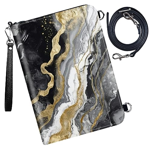 DIGTIALL Reisepasshülle Reisepasshülle Reisebrieftasche Organizer mit RFID-Blockierung Reisepass-Kartenhalter Brieftasche Familie Reisepasshalter Schutzhülle für Damen, Herren, Schwarz Gold Marmor von DIGTIALL