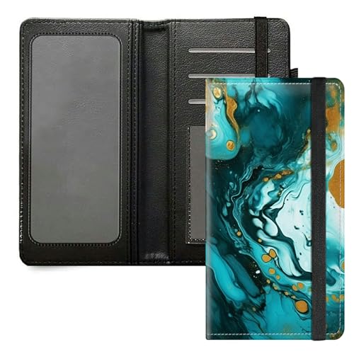 DIGTIALL Scheckbuchhülle für Herren und Damen, PU-Leder, Scheckbuchhalter, Geldbörse mit RFID-Blockierfunktion und elastischem Band, Blaugrün/Ein Hauch von Paradies (Trace of Paradise) von DIGTIALL