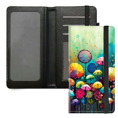 DIGTIALL Scheckbuchhülle für Herren und Damen, PU-Leder, Scheckbuchhalter, Geldbörse mit RFID-Blockierfunktion und elastischem Band, Bunter Löwenzahn von DIGTIALL