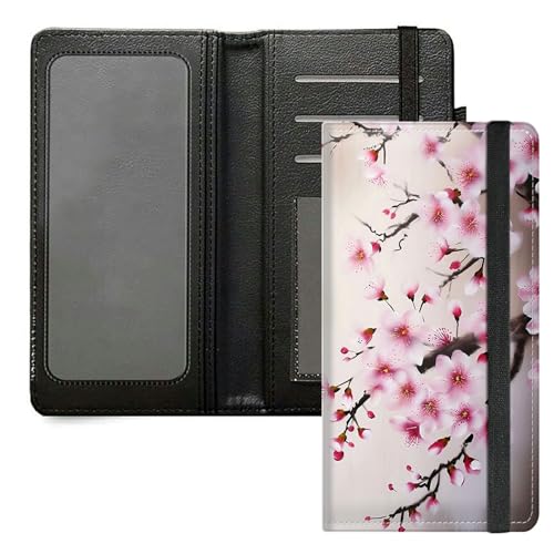 DIGTIALL Scheckbuchhülle für Herren und Damen, PU-Leder, Scheckbuchhalter, Geldbörse mit RFID-Blockierfunktion und elastischem Band, Cherry Blossom von DIGTIALL