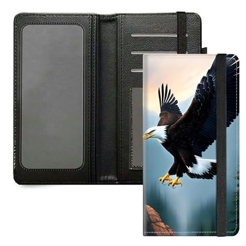 DIGTIALL Scheckbuchhülle für Herren und Damen, PU-Leder, Scheckbuchhalter, Geldbörse mit RFID-Blockierfunktion und elastischem Band, Eagle Flying von DIGTIALL
