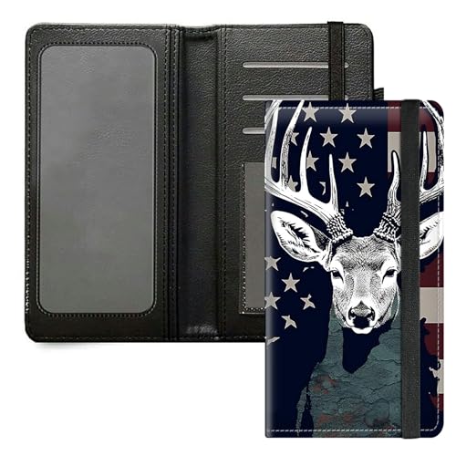 DIGTIALL Scheckbuchhülle für Herren und Damen, PU-Leder, Scheckbuchhalter, Geldbörse mit RFID-Blockierfunktion und elastischem Band, Flagge Hirsch von DIGTIALL