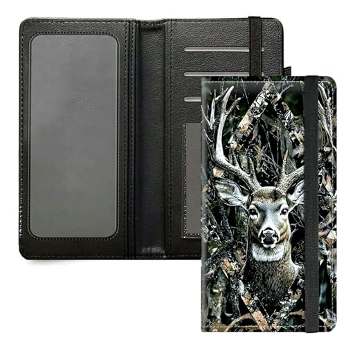 DIGTIALL Scheckbuchhülle für Herren und Damen, PU-Leder, Scheckbuchhalter, Geldbörse mit RFID-Blockierfunktion und elastischem Band, Hirschkopf von DIGTIALL