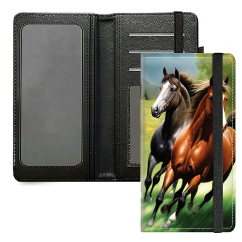 DIGTIALL Scheckbuchhülle für Herren und Damen, PU-Leder, Scheckbuchhalter, Geldbörse mit RFID-Blockierfunktion und elastischem Band, Laufpferd von DIGTIALL