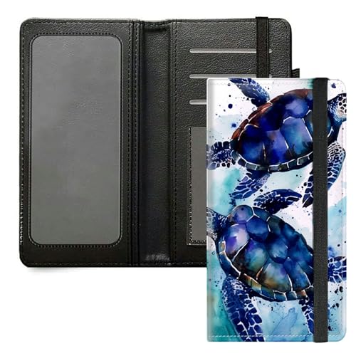 DIGTIALL Scheckbuchhülle für Herren und Damen, PU-Leder, Scheckbuchhalter, Geldbörse mit RFID-Blockierfunktion und elastischem Band, Meeresschildkröte von DIGTIALL