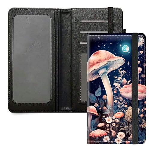 DIGTIALL Scheckbuchhülle für Herren und Damen, PU-Leder, Scheckbuchhalter, Geldbörse mit RFID-Blockierfunktion und elastischem Band, Mondpilz von DIGTIALL