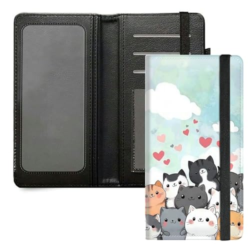 DIGTIALL Scheckbuchhülle für Herren und Damen, PU-Leder, Scheckbuchhalter, Geldbörse mit RFID-Blockierfunktion und elastischem Band, Niedliche Cartoon-Katzen und Hunde von DIGTIALL