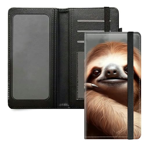 DIGTIALL Scheckbuchhülle für Herren und Damen, PU-Leder, Scheckbuchhalter, Geldbörse mit RFID-Blockierfunktion und elastischem Band, Niedliche Faultier von DIGTIALL