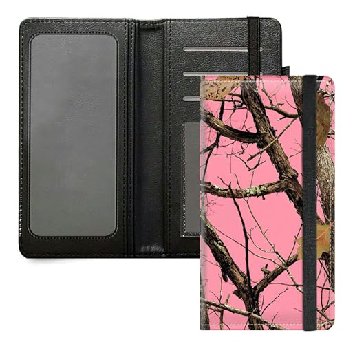 DIGTIALL Scheckbuchhülle für Herren und Damen, PU-Leder, Scheckbuchhalter, Geldbörse mit RFID-Blockierfunktion und elastischem Band, Pink Dead Wood Tree von DIGTIALL