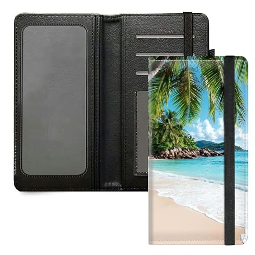 DIGTIALL Scheckbuchhülle für Herren und Damen, PU-Leder, Scheckbuchhalter, Geldbörse mit RFID-Blockierfunktion und elastischem Band, Schöne Strandpalmen von DIGTIALL