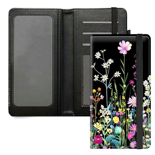 DIGTIALL Scheckbuchhülle für Herren und Damen, PU-Leder, Scheckbuchhalter, Geldbörse mit RFID-Blockierfunktion und elastischem Band, Schöne Wildblumen von DIGTIALL