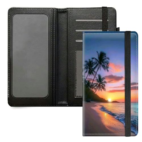 DIGTIALL Scheckbuchhülle für Herren und Damen, PU-Leder, Scheckbuchhalter, Geldbörse mit RFID-Blockierfunktion und elastischem Band, Schöner Sonnenuntergang von DIGTIALL