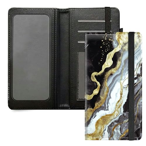 DIGTIALL Scheckbuchhülle für Herren und Damen, PU-Leder, Scheckbuchhalter, Geldbörse mit RFID-Blockierfunktion und elastischem Band, Schwarz Gold Marmor von DIGTIALL