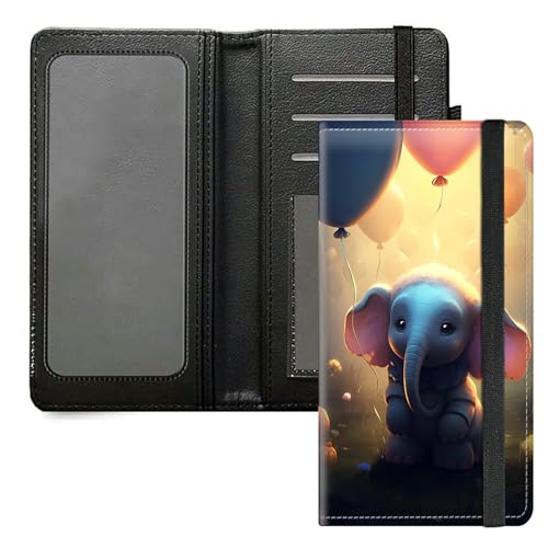 DIGTIALL Scheckbuchhülle für Herren und Damen, PU-Leder, Scheckbuchhalter, Geldbörse mit RFID-Blockierfunktion und elastischem Band, Süßer Elefant von DIGTIALL