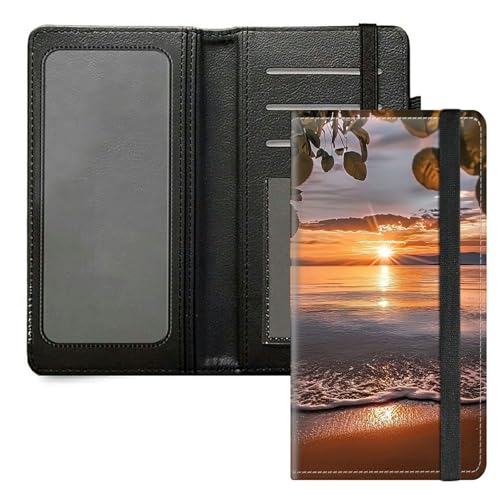 DIGTIALL Scheckbuchhülle für Herren und Damen, PU-Leder, Scheckbuchhalter, Geldbörse mit RFID-Blockierfunktion und elastischem Band, Sunset Beach The Sunset von DIGTIALL