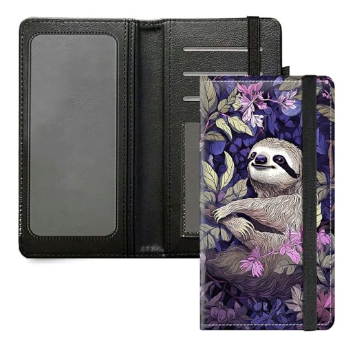 DIGTIALL Scheckbuchhülle für Herren und Damen, PU-Leder, Scheckbuchhalter, Geldbörse mit RFID-Blockierfunktion und elastischem Band, Weißes Faultier von DIGTIALL