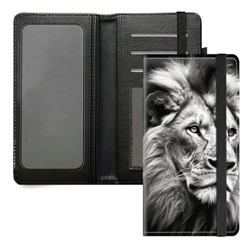 DIGTIALL Scheckbuchhülle für Herren und Damen, PU-Leder, Scheckbuchhalter, Geldbörse mit RFID-Blockierfunktion und elastischem Band, löwe von DIGTIALL
