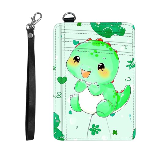 DIGTIALL Schlanker RFID-blockierender Kartenhalter, kleine Tasche, kleine Mini-Kartenetui, Vordertasche, PU-Leder, Kreditkarten-Organizer mit Reißverschluss, für Damen und Herren, Niedlicher grüner von DIGTIALL