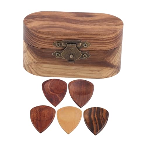 DIKACA 1 Satz Plektrumkoffer Ukulelenpickel Plektrum für E-Gitarre Gitarren Ukulele Pick Storage Organizer Etuis für Plektren aus Holz hölzerne Gitarre wählen kleine Gitarre Zubehör von DIKACA