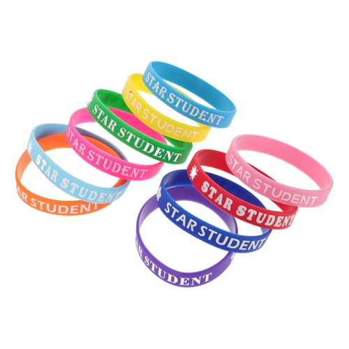 DIKACA 10 Stück Farbiges Silikon -Armband Stern aus Geburtstagsarmbänder für Studenten Bulk-Armbänder für Willkommen Positive Studentenarmbänder motivierende Armbänder Kieselgel von DIKACA