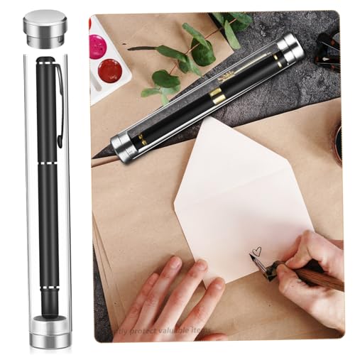 DIKACA 10 Stück Teiliges Acryl Stiftetui Transparente Zylindrische Pen Container mit Stoppern Klare Aufbewahrungsröhren für Kugelschreiber für Büro Schule und Geschenk von DIKACA