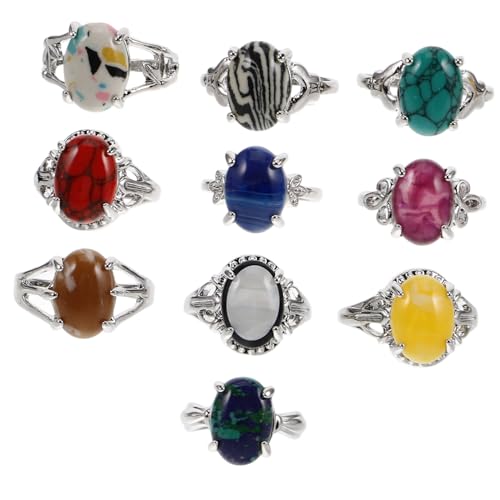 DIKACA 10 Stück Teiliges Boho Ring Set Damen Vintage Knuckle Ringe mit Handgefertigten Steinen Stapelbare Retro Schmuck Accessoires für Individuellen Stil DIKACA 10 Stück Teiliges Boho Ring Set Damen Vintage Knuckle Ringe mit Handgefertigten Steinen Stapelbare Retro Schmuck Accessoires für Individuellen Stil von DIKACA