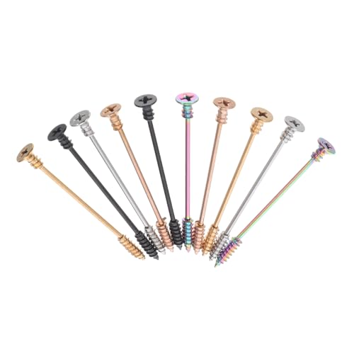 DIKACA 10 Stück Teiliges Edelstahl Ohrstecker Schraubverschluss Unisex Ohrklemmen Langlebig Modisch Stil für Alltag und Party von DIKACA
