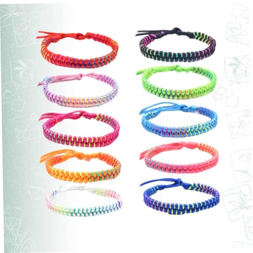 DIKACA 10 Stück Teiliges Geflochtene Armbänder in Mischfarben Verstellbare Unisex Wickelarmbänder aus Hochwertigem Garn Freundschaftsarmbänder für Damen und Herren Vielseitig von DIKACA