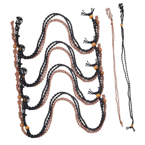 DIKACA 10 Stück Teiliges Leerer Steinhalter Anhänger mit Handgewebtem Netzdesign Verstellbare Retro Halskette in Schwarz und Kaffee Einzigartiger Schmuckhalter für Naturstein und von DIKACA