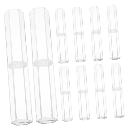 DIKACA 10 Stück Transparente Kleine Kunststoff Stiftebox Leere Federmäppchen Leicht und Tragbar als Geschenk Aufbewahrungsbox für Füllfederhalter und Schreibutensilien von DIKACA