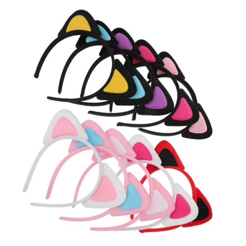 DIKACA 10 Stück Weiche Katzenohren Haarreif Kuscheliges Plüsch Design Bequem und Hautfreundlich für Cosplay Kostümpartys und Feiern für Damen und Mädchen von DIKACA