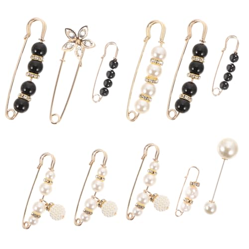 DIKACA 11 Stück Teiliges Perlen broschen Sicherheitsnadeln Elegante Hüft Taillen clips für Damen Verstellbare Hosen Rockhalter Modische Schmucknadel für Strickjacken und Kleidung von DIKACA