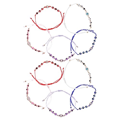 DIKACA 12 Stück Teiliges Evil Eye Armband Goldfarben Geflochtene Perlenarmbänder Damen Schmuck Schutz Böser Blick Modisches Knoten Glücksarmband für Frauen Alltag und Party von DIKACA